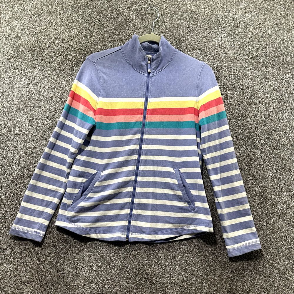 Talbots Full Zip Mock Neck Rainbow Stripe Long Sleeve‎ Sweatshirt Small Petite